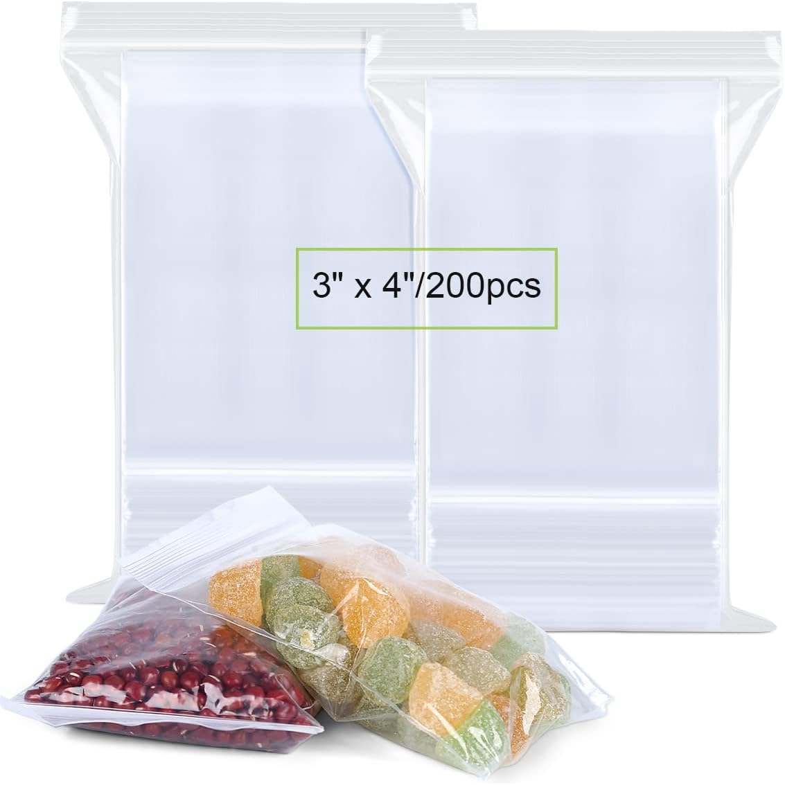3 × 4 in. Small Poly Zipper Bags — 200 Count