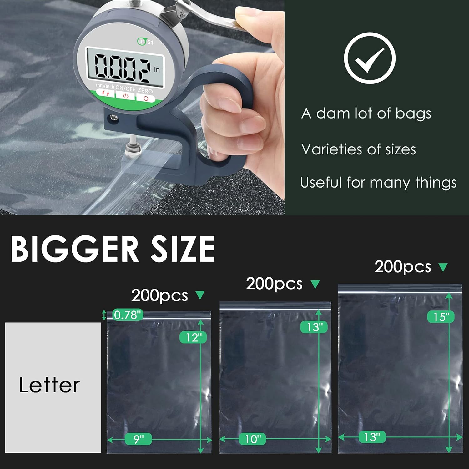 Large Resealable Plastic Bags — 600 Count